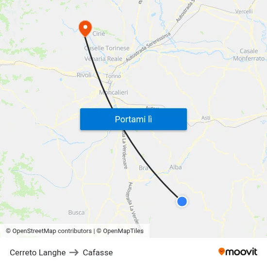 Cerreto Langhe to Cafasse map