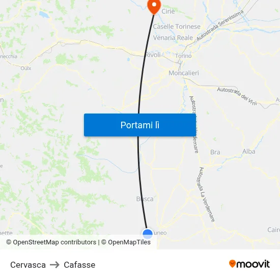 Cervasca to Cafasse map