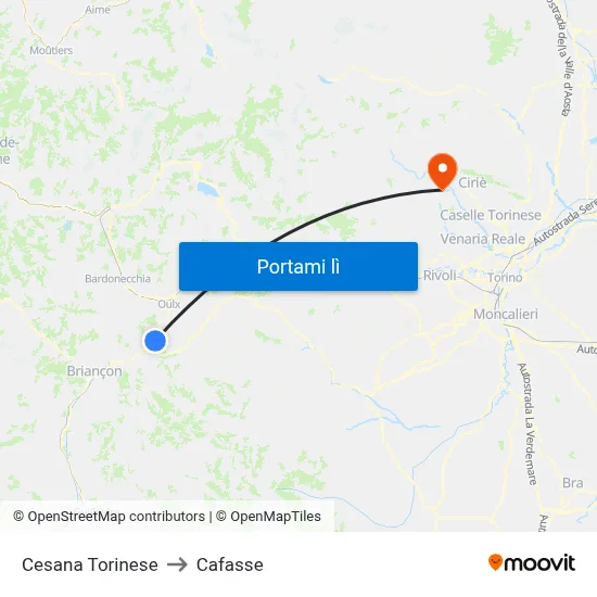 Cesana Torinese to Cafasse map