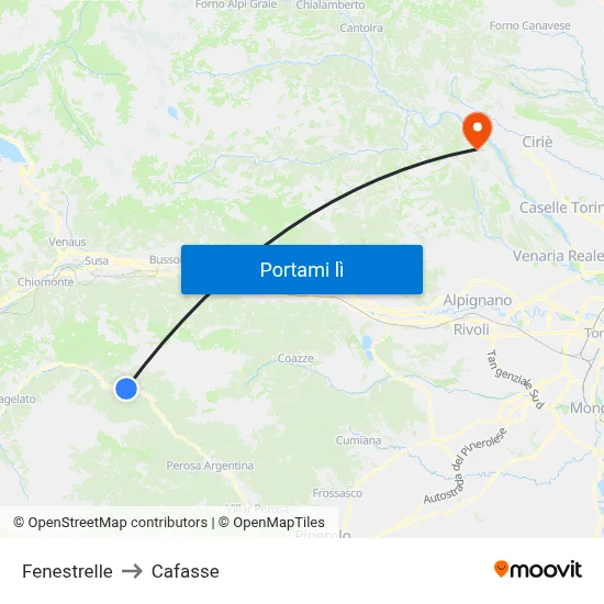 Fenestrelle to Cafasse map