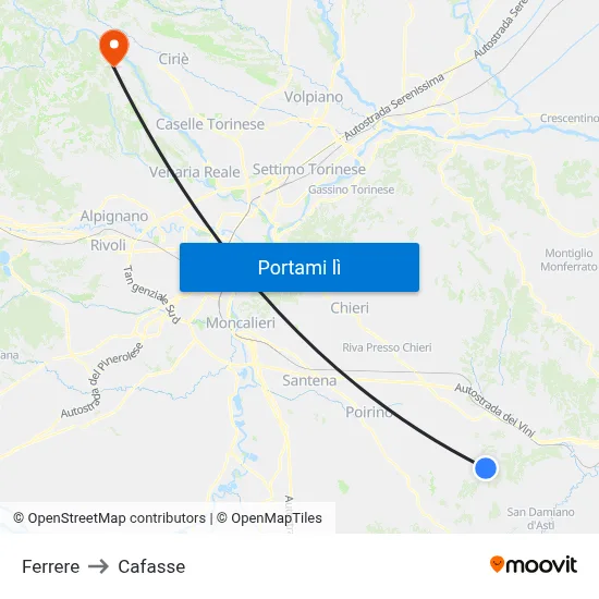 Ferrere to Cafasse map