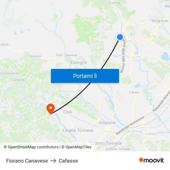Fiorano Canavese to Cafasse map