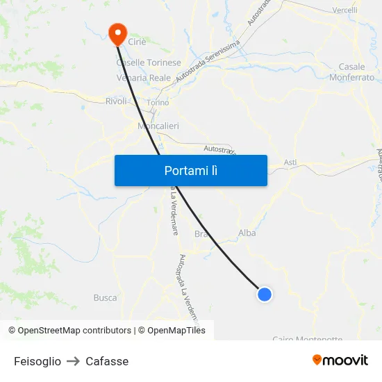 Feisoglio to Cafasse map