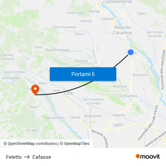 Feletto to Cafasse map