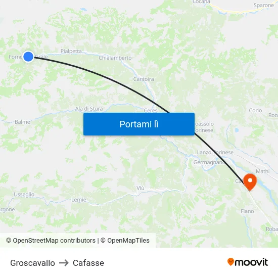 Groscavallo to Cafasse map