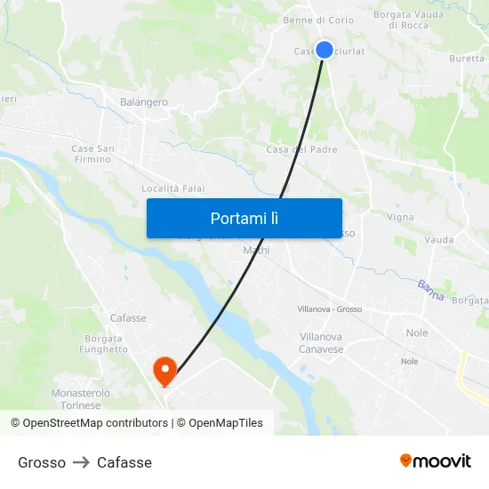 Grosso to Cafasse map
