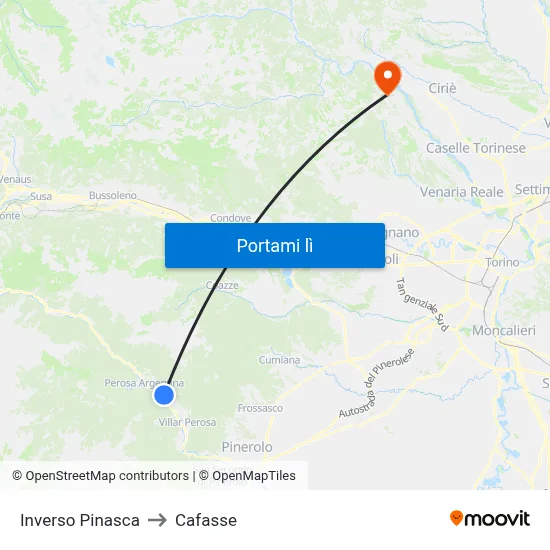 Inverso Pinasca to Cafasse map