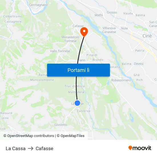La Cassa to Cafasse map