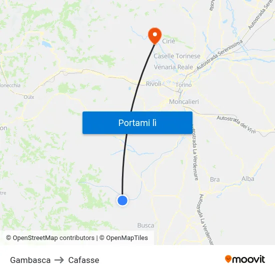 Gambasca to Cafasse map