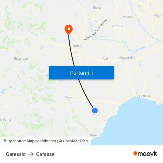 Garessio to Cafasse map