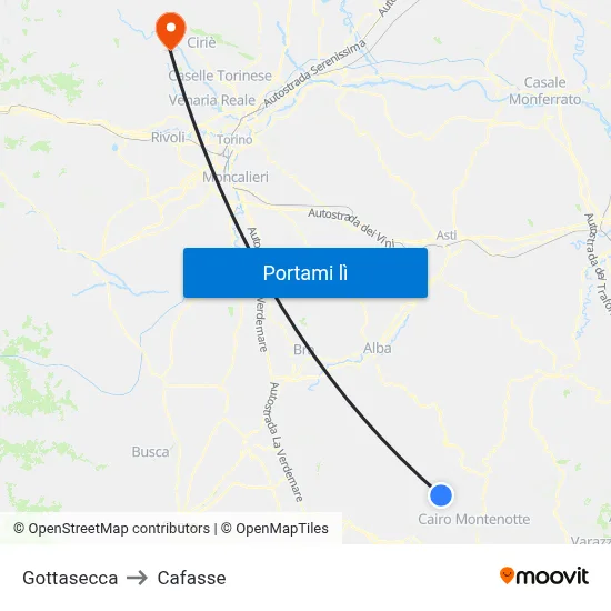 Gottasecca to Cafasse map