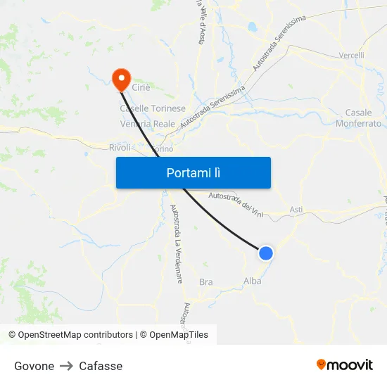 Govone to Cafasse map