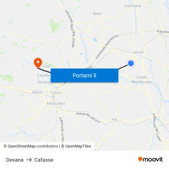 Desana to Cafasse map