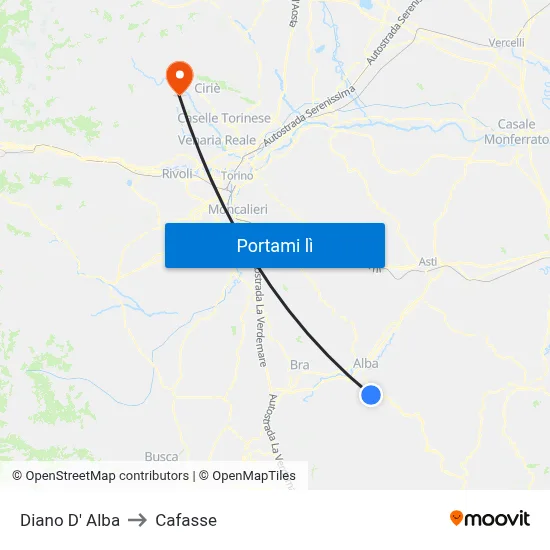 Diano D' Alba to Cafasse map