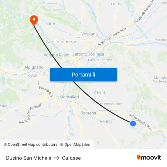Dusino San Michele to Cafasse map
