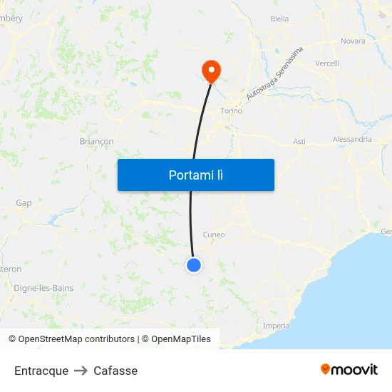 Entracque to Cafasse map