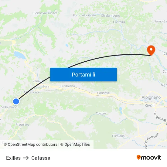 Exilles to Cafasse map