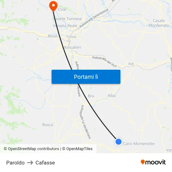 Paroldo to Cafasse map