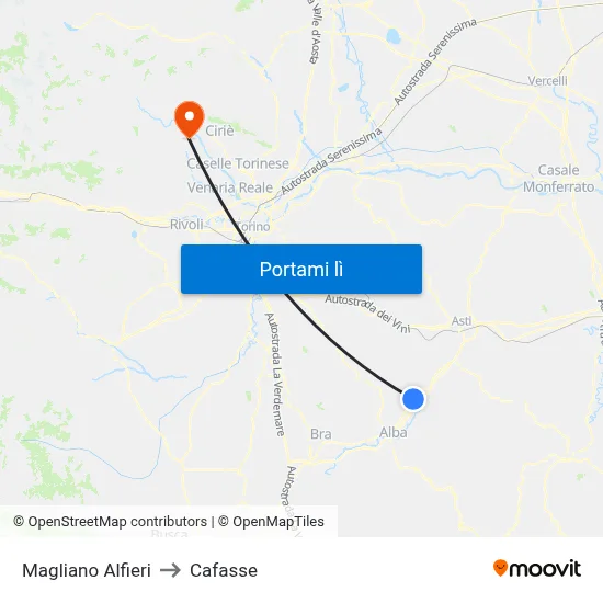 Magliano Alfieri to Cafasse map