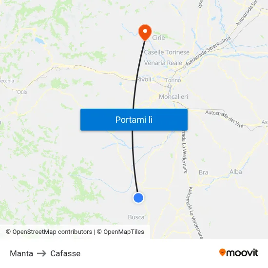 Manta to Cafasse map