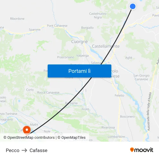 Pecco to Cafasse map