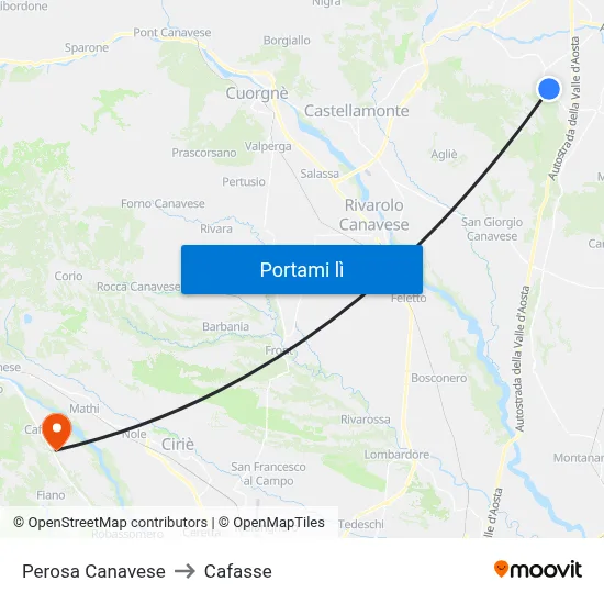 Perosa Canavese to Cafasse map
