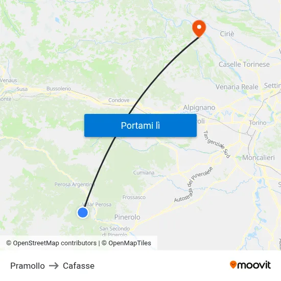Pramollo to Cafasse map