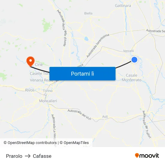 Prarolo to Cafasse map