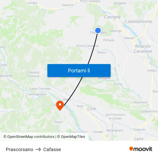 Prascorsano to Cafasse map