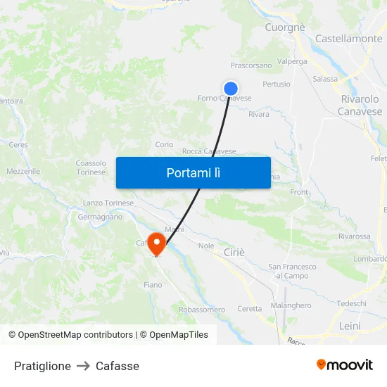 Pratiglione to Cafasse map