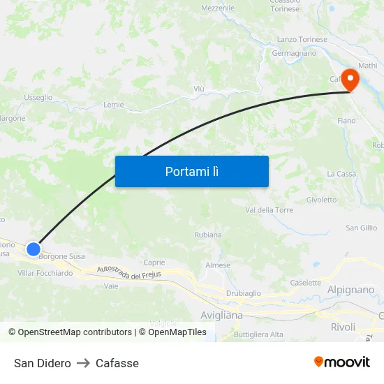 San Didero to Cafasse map