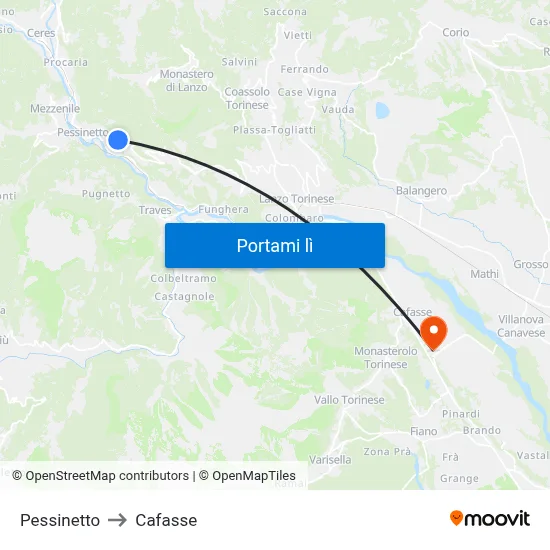 Pessinetto to Cafasse map