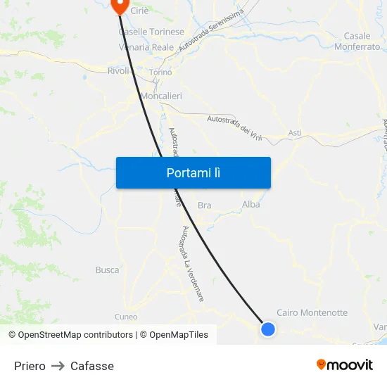 Priero to Cafasse map