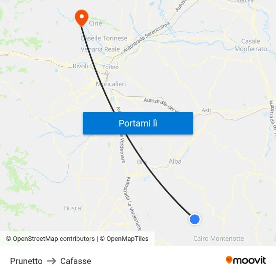 Prunetto to Cafasse map