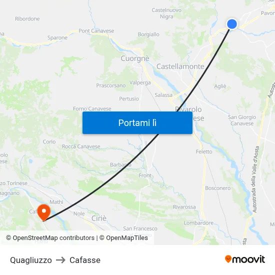 Quagliuzzo to Cafasse map