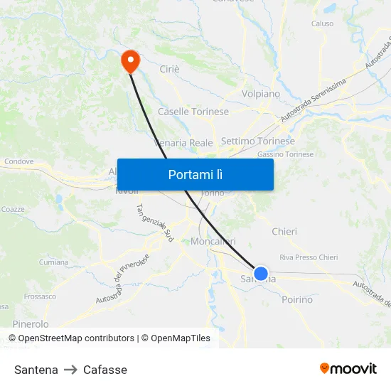Santena to Cafasse map