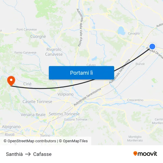 Santhià to Cafasse map