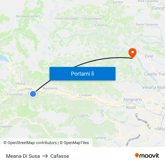 Meana Di Susa to Cafasse map