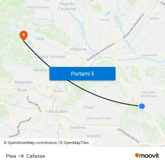 Piea to Cafasse map