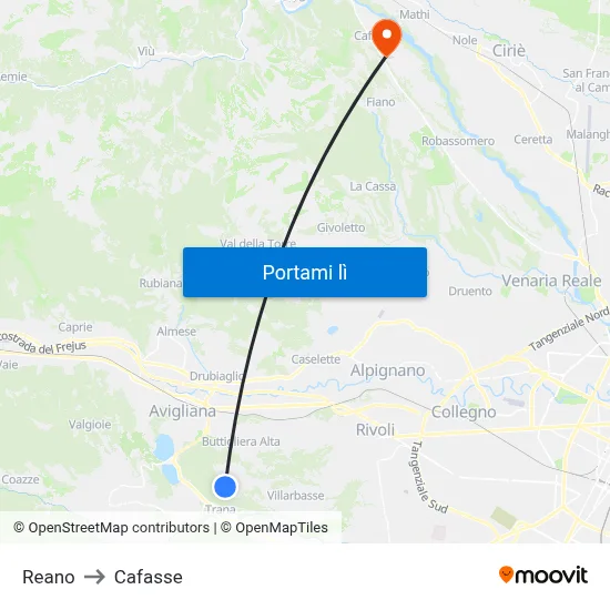Reano to Cafasse map