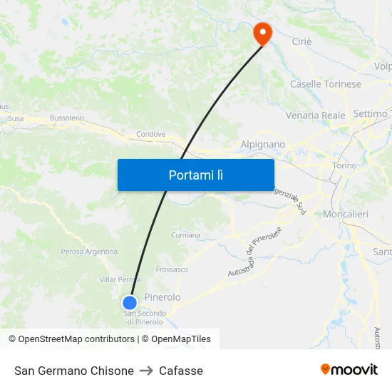 San Germano Chisone to Cafasse map