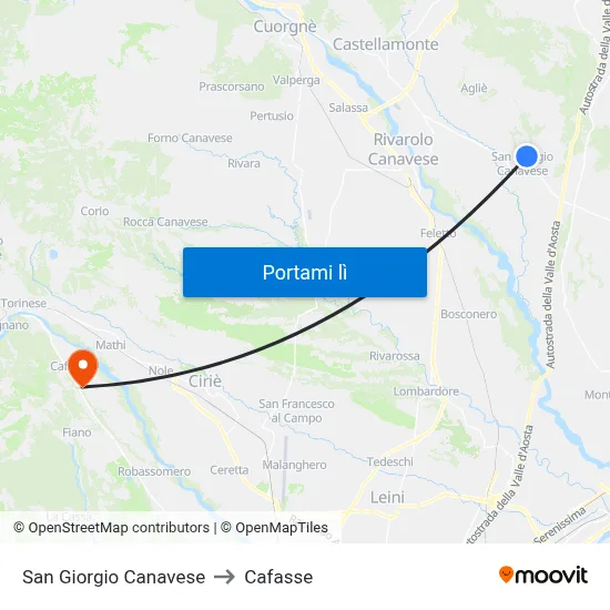 San Giorgio Canavese to Cafasse map