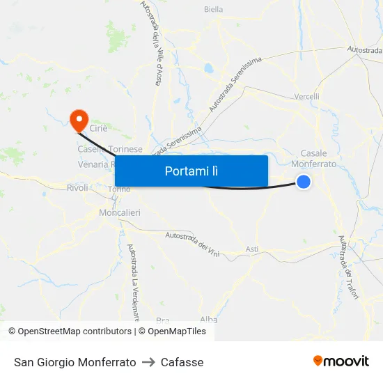 San Giorgio Monferrato to Cafasse map