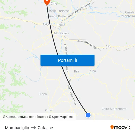 Mombasiglio to Cafasse map