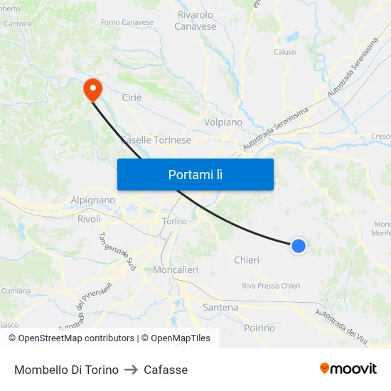 Mombello Di Torino to Cafasse map