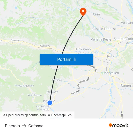 Pinerolo to Cafasse map