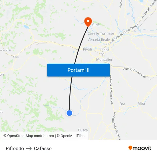 Rifreddo to Cafasse map