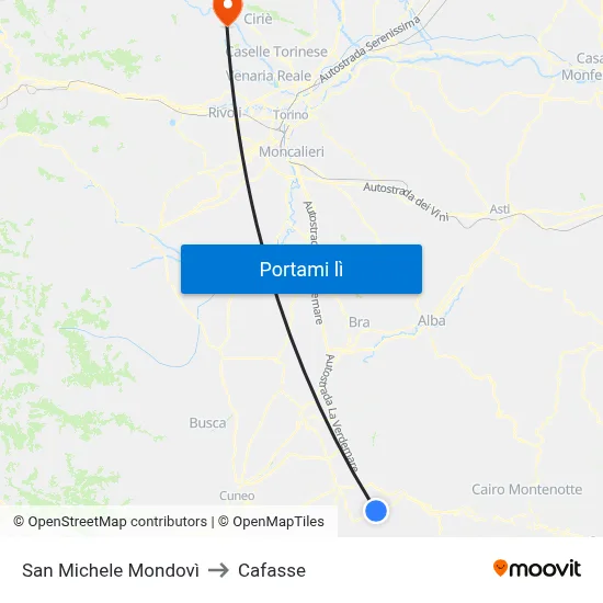 San Michele Mondovì to Cafasse map