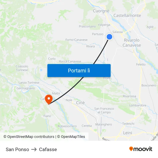 San Ponso to Cafasse map