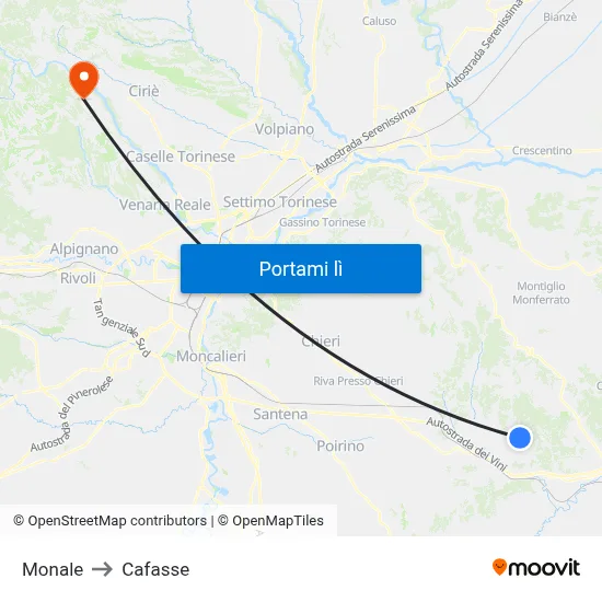 Monale to Cafasse map